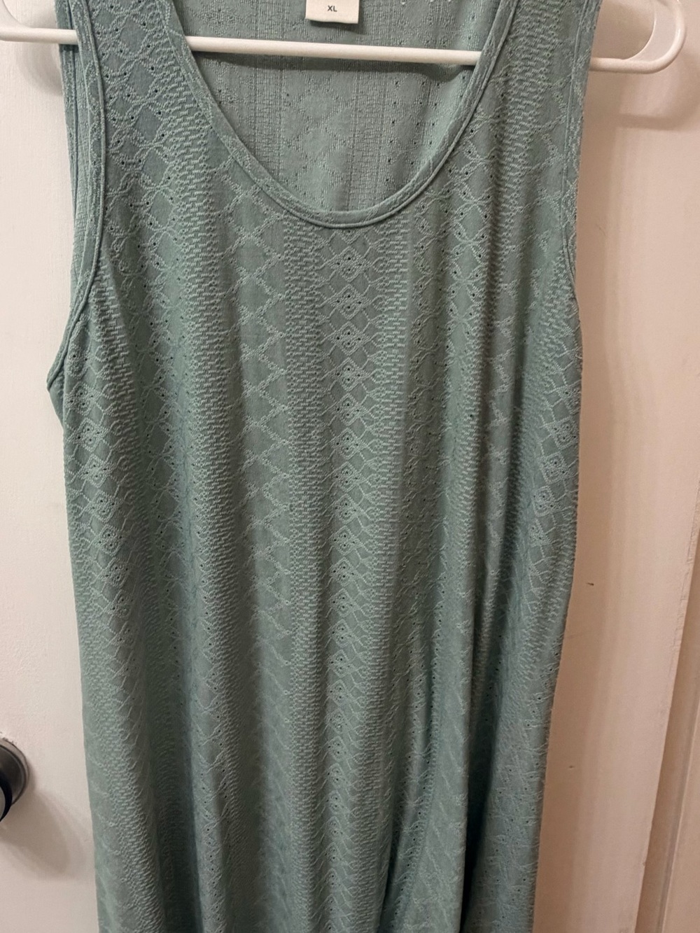 Sleeveless Lace-Texture Swim Coverup in Sage Green